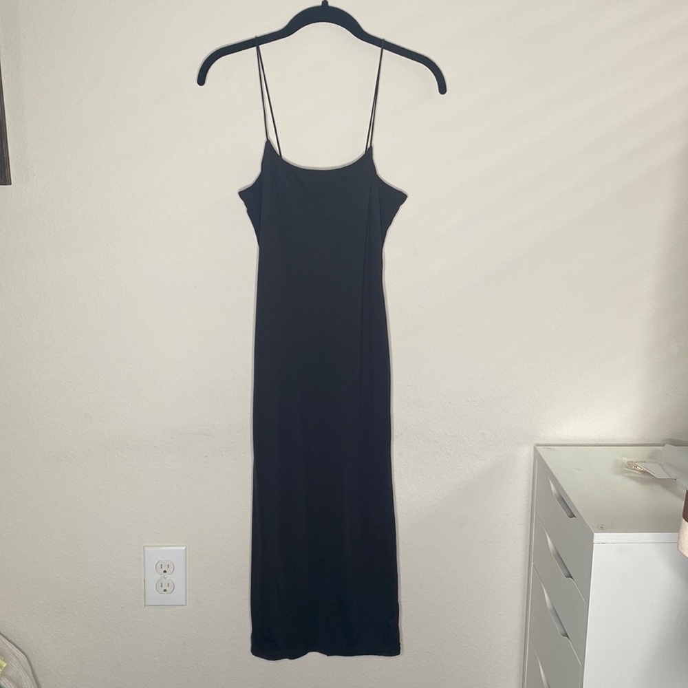 Black long body con dress